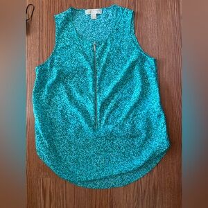 Michael Kors Green Floral Sleeveless Blouse - M